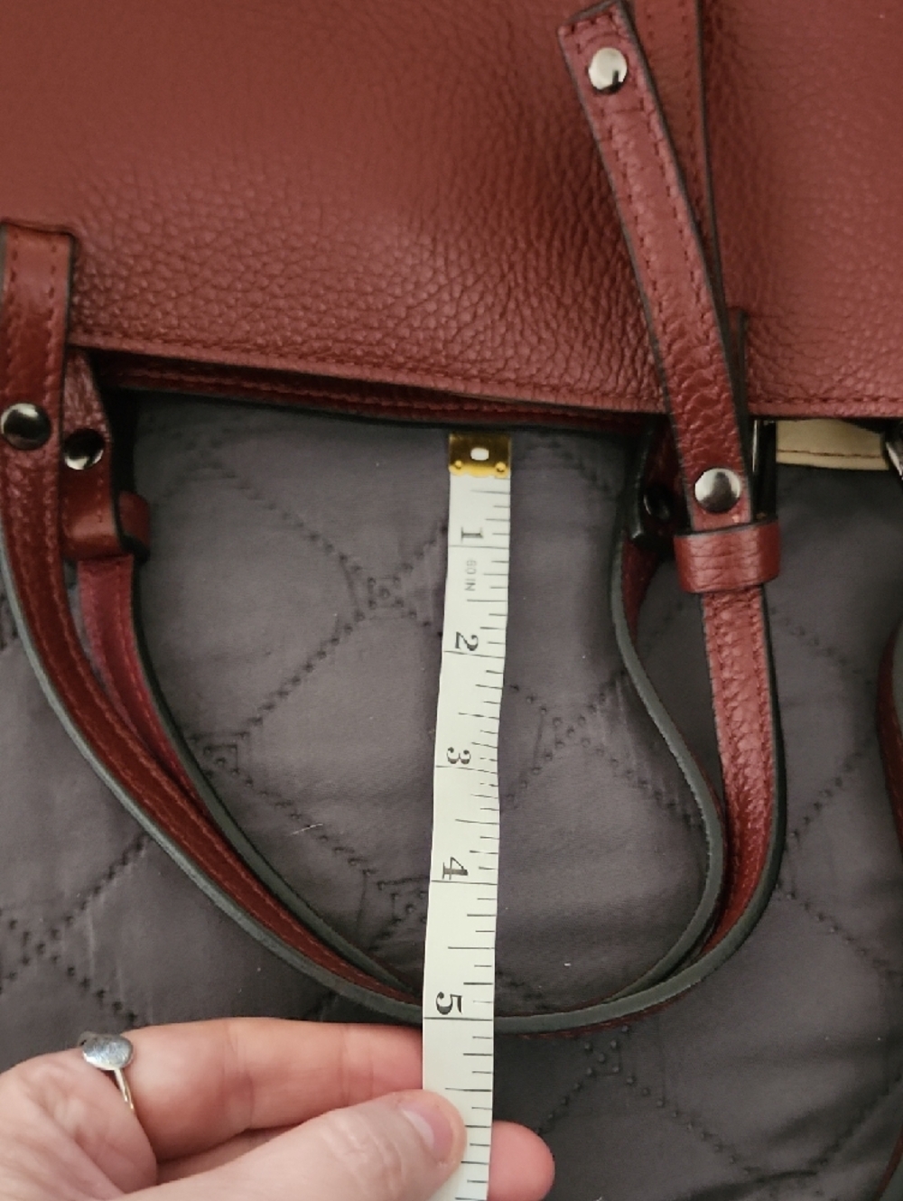 Borse In Pelle Uno Alla Volta Burgundy Shoulder Bag - Picture 11 of 11